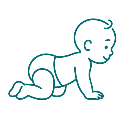 baby crawling icon representing development